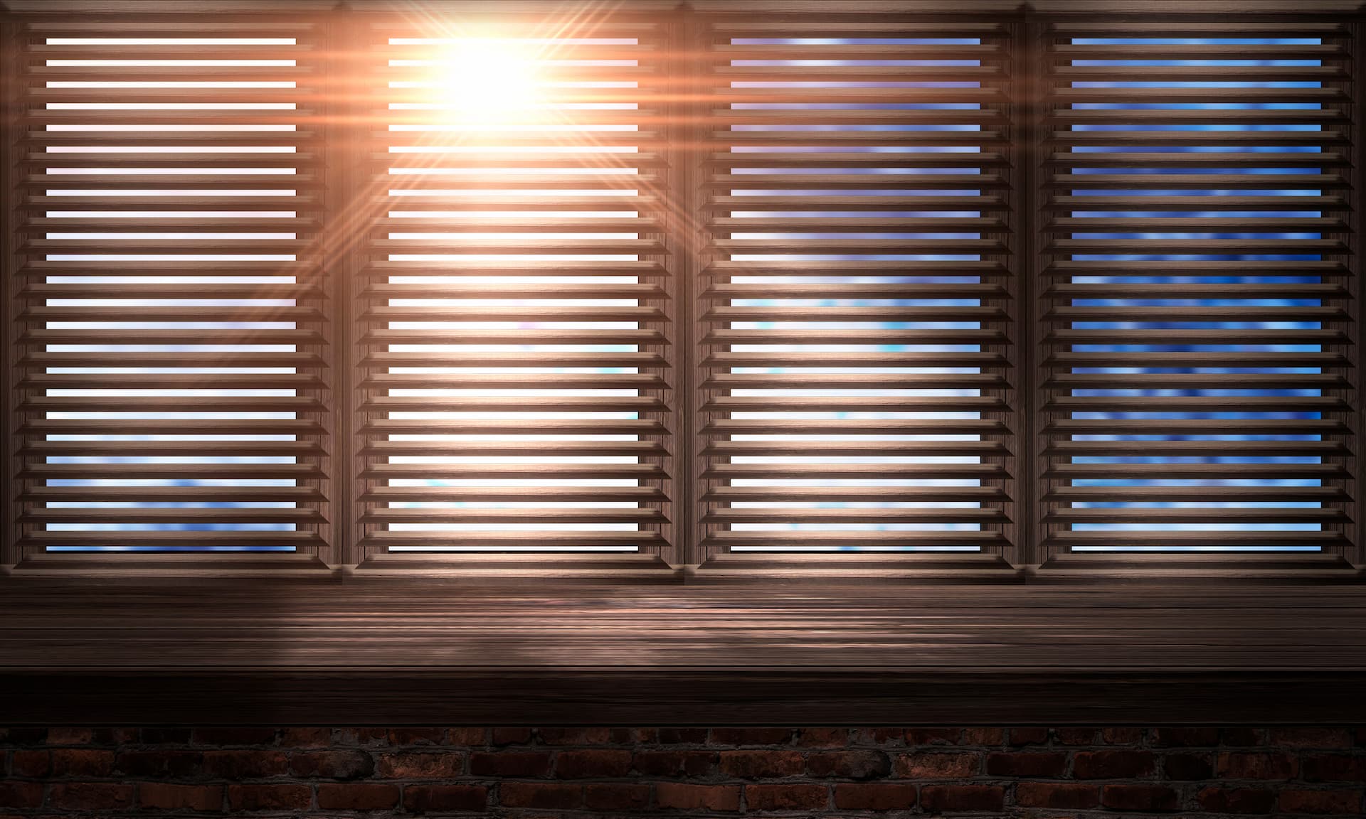 blinds with sun shining through